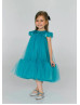 Turquoise Tulle Empire Waist Flower Girl Dress